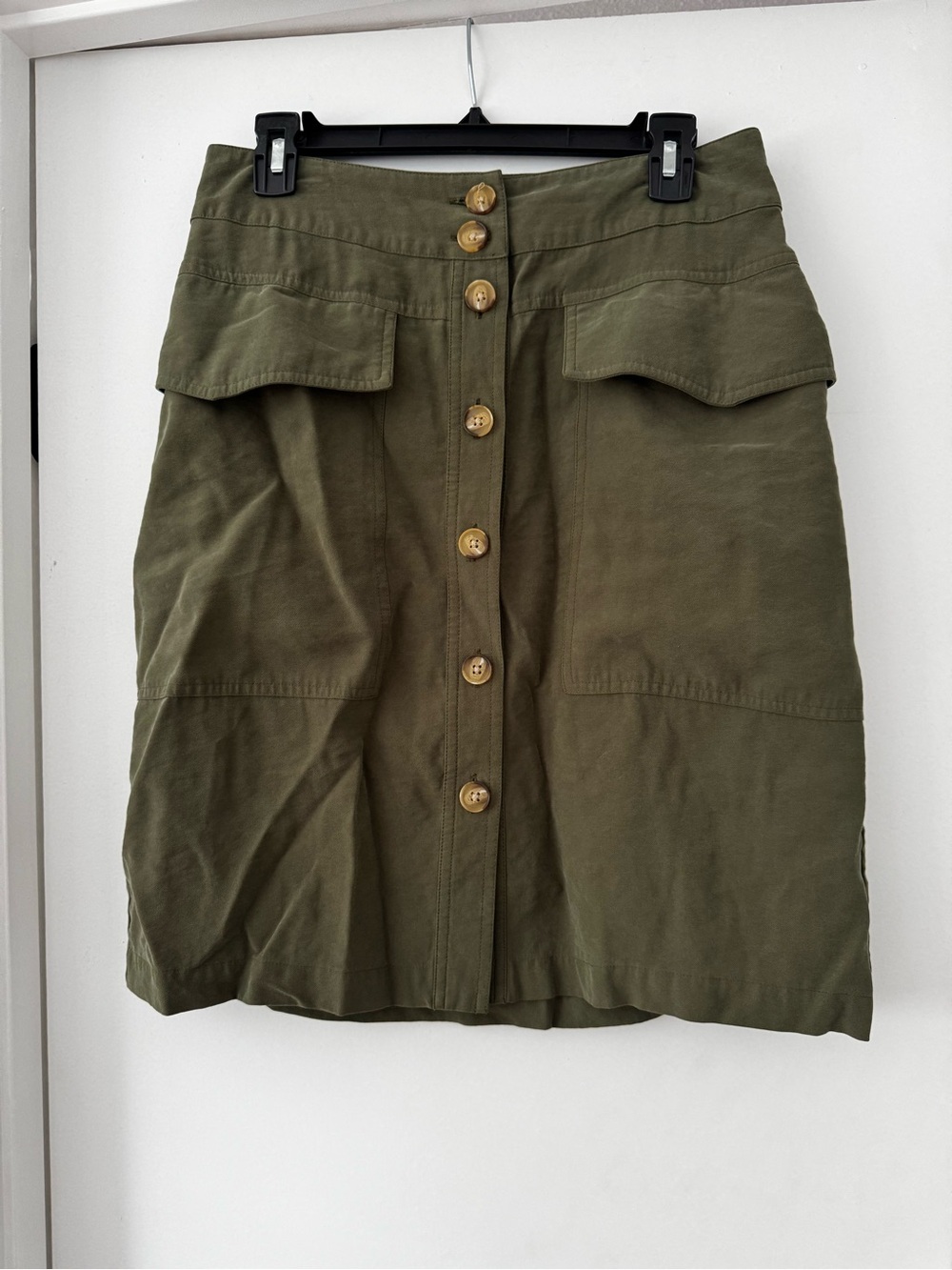 a new day Olive Button-Front Mini Skirt with Flap Pockets